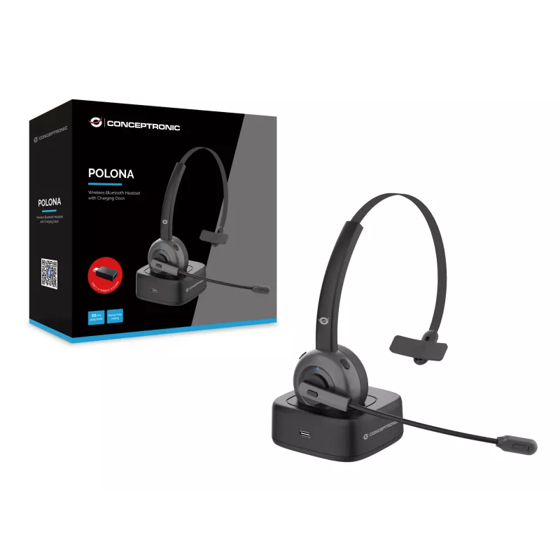 Belaidės Bluetooth ausinės su įkrovimo stotele Conceptronic POLONA
