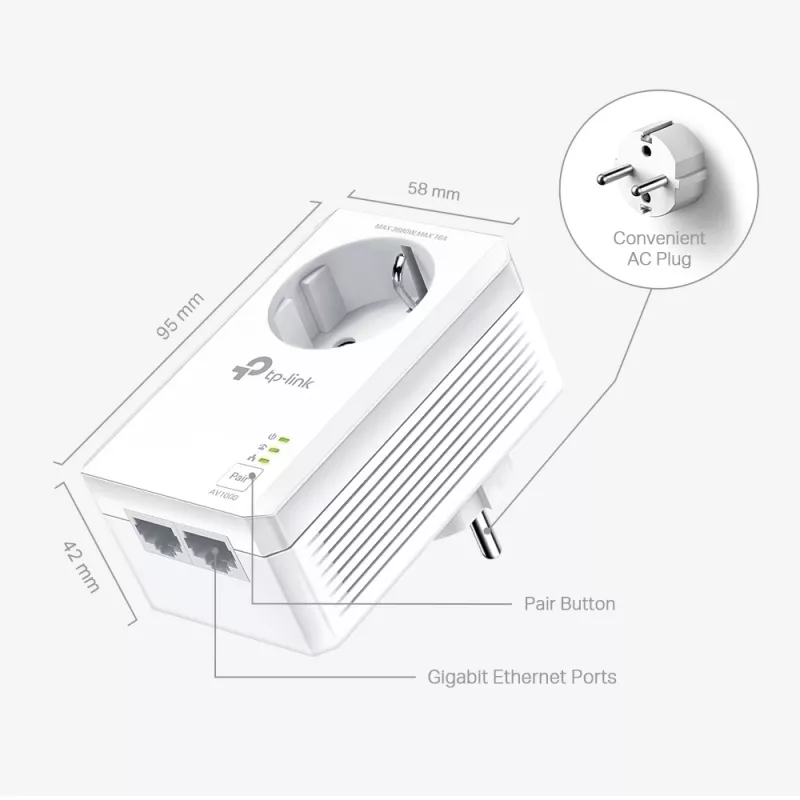 TP-Link TL-PA7027P KIT PowerLine tinklo adapteris 1000 Mbit/s Ethernet LAN Baltas 2 vnt.