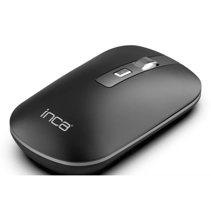 INCA IWM-531RA belaidė Bluetooth ir RF 2,4 GHz pelė – 1600 DPI, tylios jungtys, juoda/sidabrinė