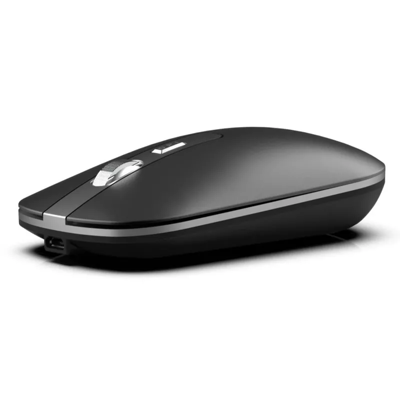 INCA IWM-531RA belaidė Bluetooth ir RF 2,4 GHz pelė – 1600 DPI, tylios jungtys, juoda/sidabrinė