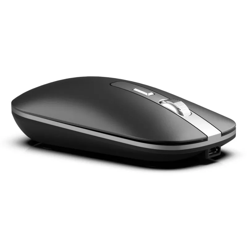 INCA IWM-531RA belaidė Bluetooth ir RF 2,4 GHz pelė – 1600 DPI, tylios jungtys, juoda/sidabrinė
