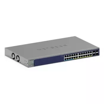 Valdomas Gigabit PoE jungiklis Netgear GS728TXUP — 24 × 10/100/1000 RJ-45, 128 Gbps, 1U, montuojamas į stelažą