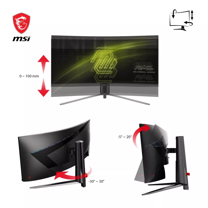 Monitorius MSI MAG 345CQRDE 86,4 cm (34 colių) 3440x1440 pikselių UltraWide Dual Quad HD juodas