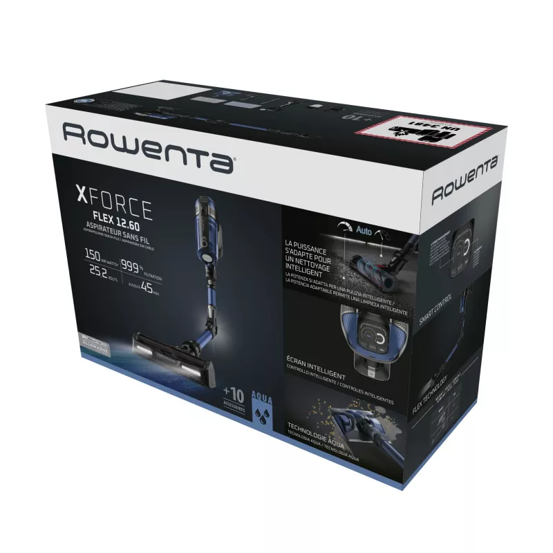 Rowenta RH98C0 2-in-1 belaidis dulkių siurblys, šlapias ir sausas valymas, be maišelio, 0,9 l, 320 W, mėlyna, pilka