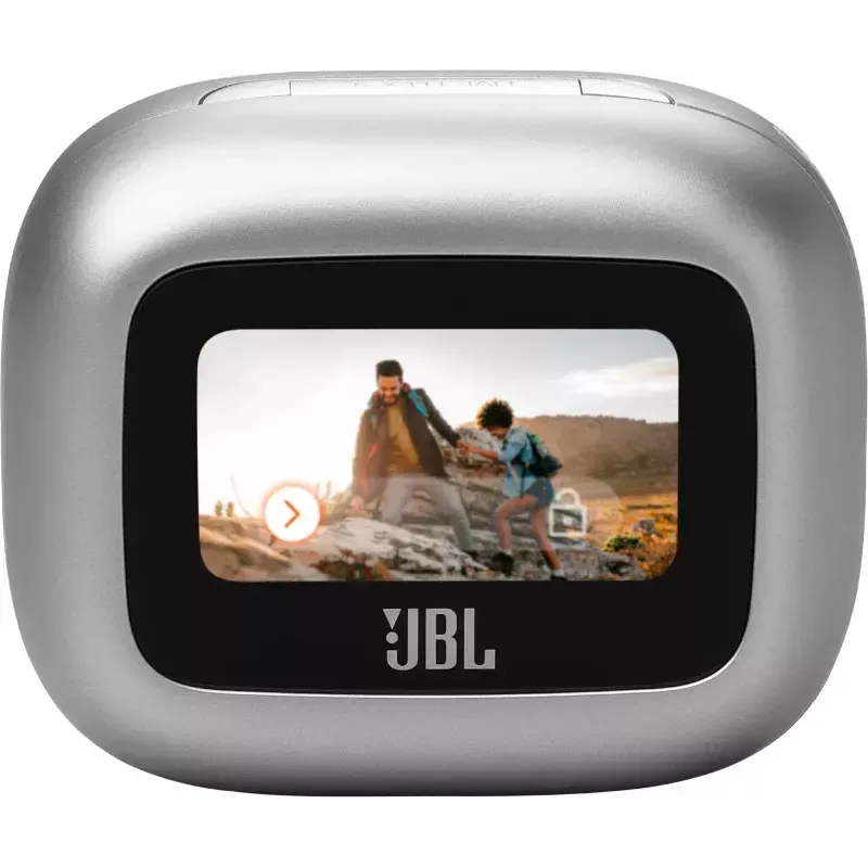 JBL Live Flex 3 belaidės ausinės į ausis, skirtos pokalbiams, muzikai, sportui, kasdieniam naudojimui, sidabrinės