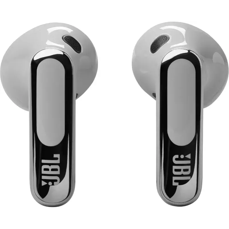 JBL Live Flex 3 belaidės ausinės į ausis, skirtos pokalbiams, muzikai, sportui, kasdieniam naudojimui, sidabrinės