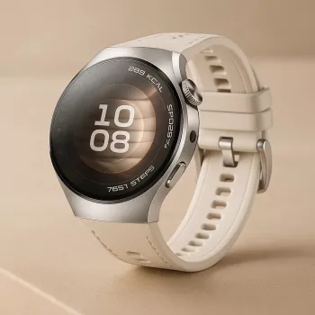 Išmanusis laikrodis HUAWEI WATCH 5 – smėlinis korpusas su balta juosta
