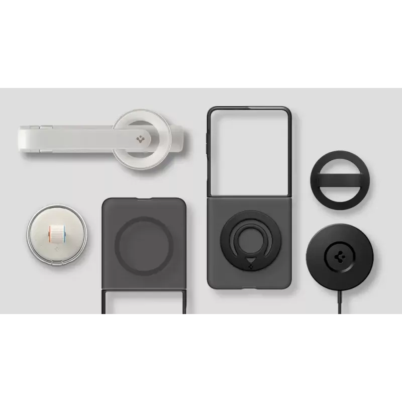 Dėklas Flip Samsung Galaxy Z Flip7 — Samsung Spigen Capella Pro, Skaidrus, PC+TPU, 6.9 colio ekranui