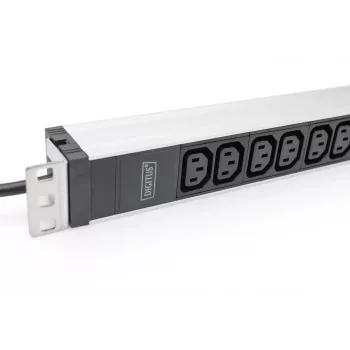 DIGITUS 1U aliumininis PDU stovo kištukinis blokas 12x C13 16A 230VAC 50/60Hz saugos kištukas