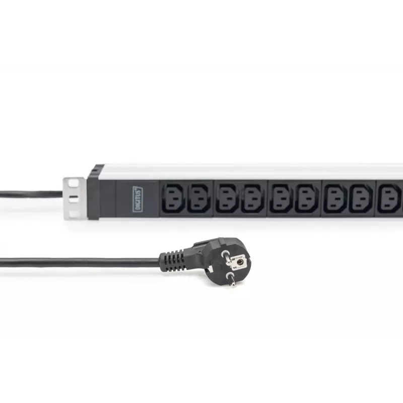 DIGITUS 1U aliumininis PDU stovo kištukinis blokas 12x C13 16A 230VAC 50/60Hz saugos kištukas