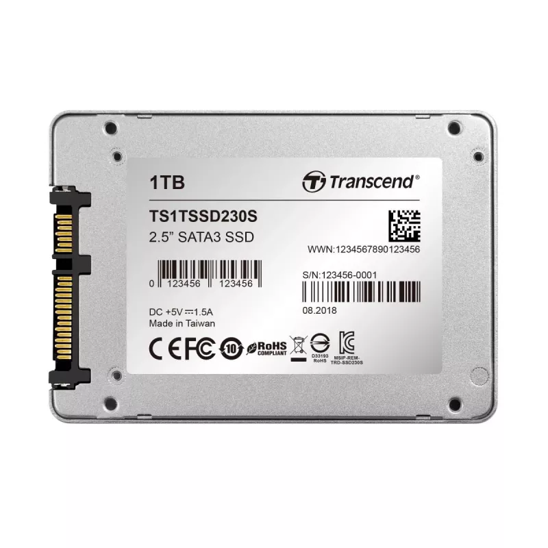 TRANSCEND SSD 230s 1TB 2,5 col. SATA III 6Gb/s TLC aliuminio korpusas
