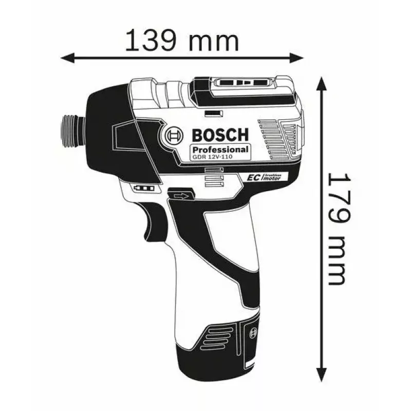 Bosch 0 601 9E0 005 akumuliatorinis veržliaraktis 1/4 colio 3100 RPM 110 N⋅m juodas, mėlynas 12 V