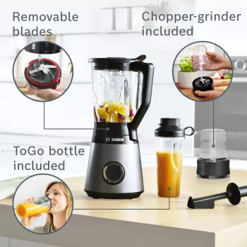Bosch Serie 4 MMB6177S blenderis 1,5 L stalinis blenderis 1200 W juodas, sidabrinis