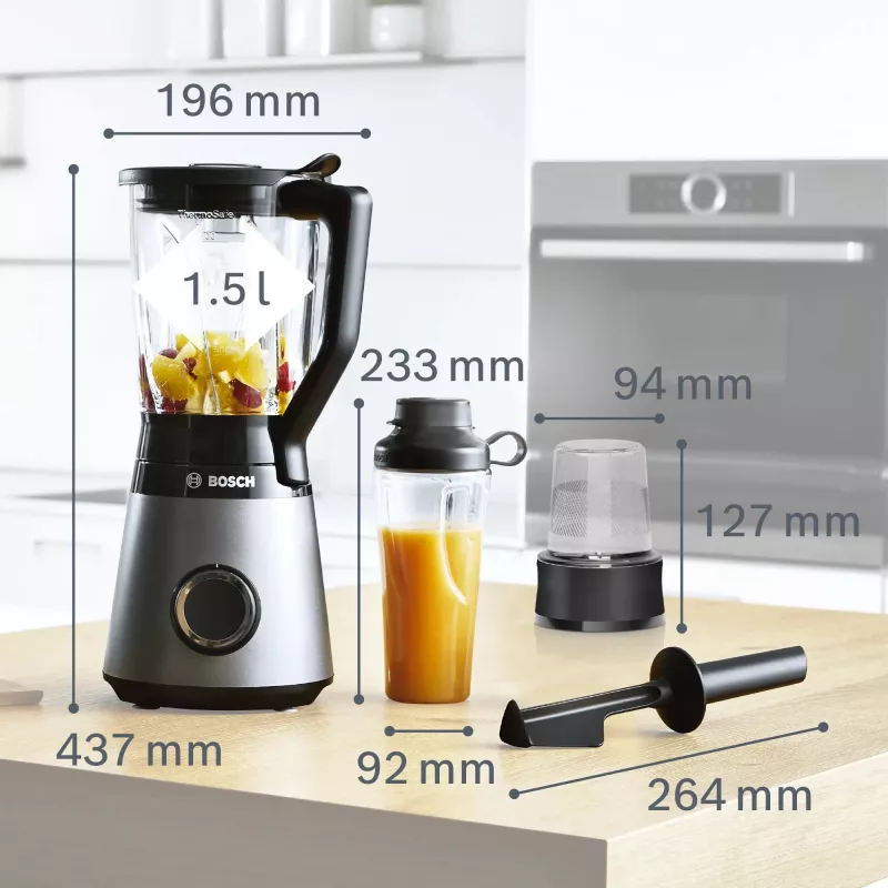 Bosch Serie 4 MMB6177S blenderis 1,5 L stalinis blenderis 1200 W juodas, sidabrinis