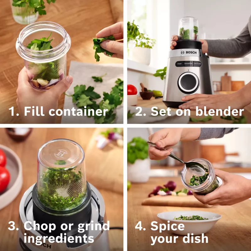 Bosch Serie 4 MMB6177S blenderis 1,5 L stalinis blenderis 1200 W juodas, sidabrinis