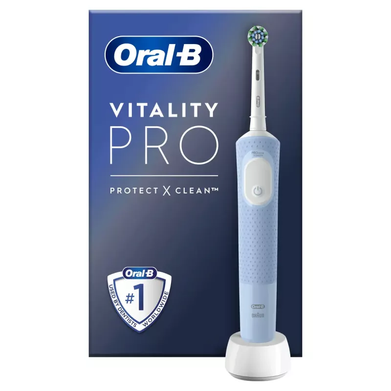 Oral-B Vitality Pro suaugusiųjų sukamoji-osciliuojanti dantų šepetėlis pilka, balta