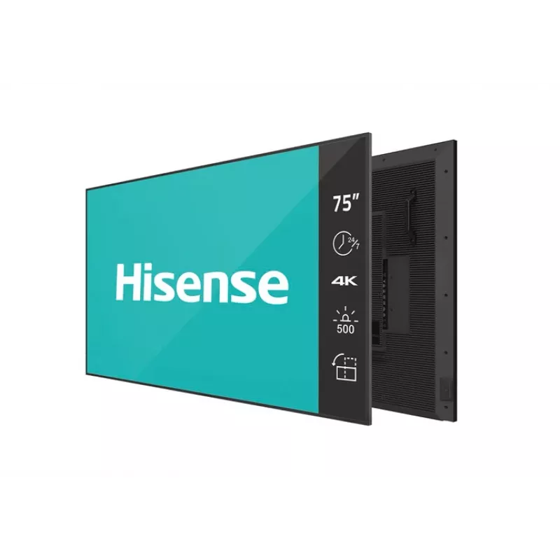Hisense 75DM66D Skaitmeninės reklamos ekranas 190,5 cm (75 colių) LED Wi-Fi 500 cd/m² 4K Ultra HD Juodas Integruotas procesorius Android 11 24/7