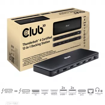 CLUB3D Thunderbolt™ 4 sertifikuota 12-in-1 dokų stotelė