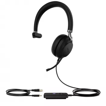 Yealink UH38 Mono Teams laidinė ausinė su mikrofonu, USB-C/USB, juoda