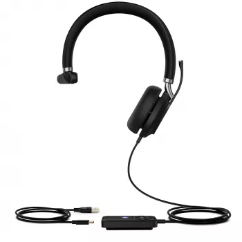 Yealink UH38 Mono Teams laidinė ausinė su mikrofonu, USB-C/USB, juoda