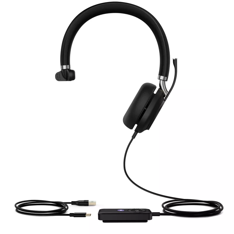Yealink UH38 Mono Teams laidinė ausinė su mikrofonu, USB-C/USB, juoda