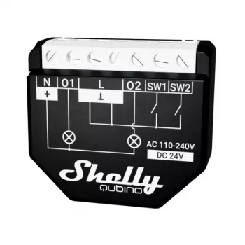 Išmanusis jungiklis Shelly WAVE 2PM Black (Shelly) – belaidis Z-Wave, 16 A, 110–240 V, 868,4 MHz