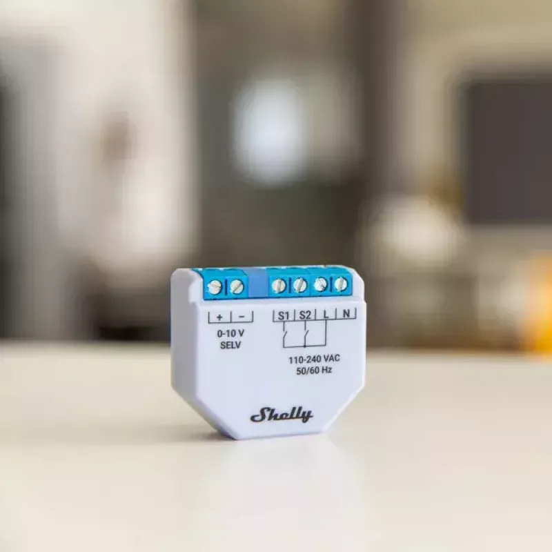 Dimmerius Shelly Plus 0-10V įmontuojamas mėlynas pilkas belaidis valdymas 110-240V