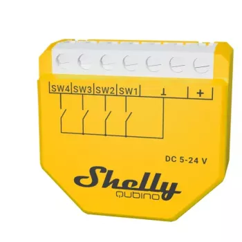 Belaidis Z-Wave valdiklis Shelly Qubino Wave i4 DC geltonas 5-24V