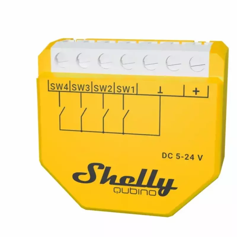Belaidis Z-Wave valdiklis Shelly Qubino Wave i4 DC geltonas 5-24V