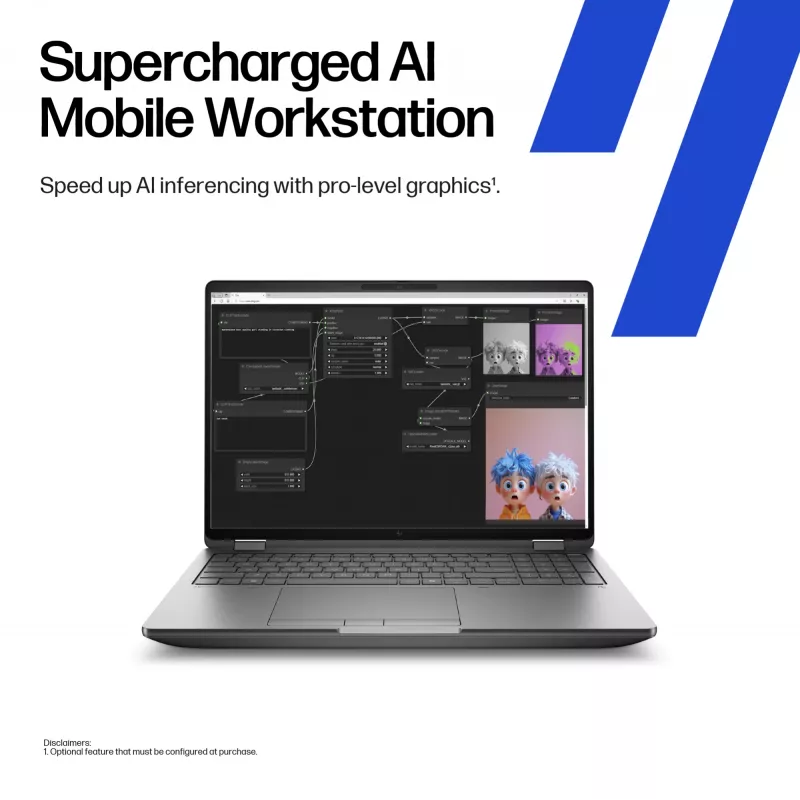HP ZBook Fury G1i nešiojama darbo stotis su Intel Core Ultra 9 285HX, 40,6 cm (16 colių) WQXGA ekranu, 64 GB DDR5-SDRAM, Wi-Fi 7 (802.11be), Windows 11 Pro, AI kompiuteris
