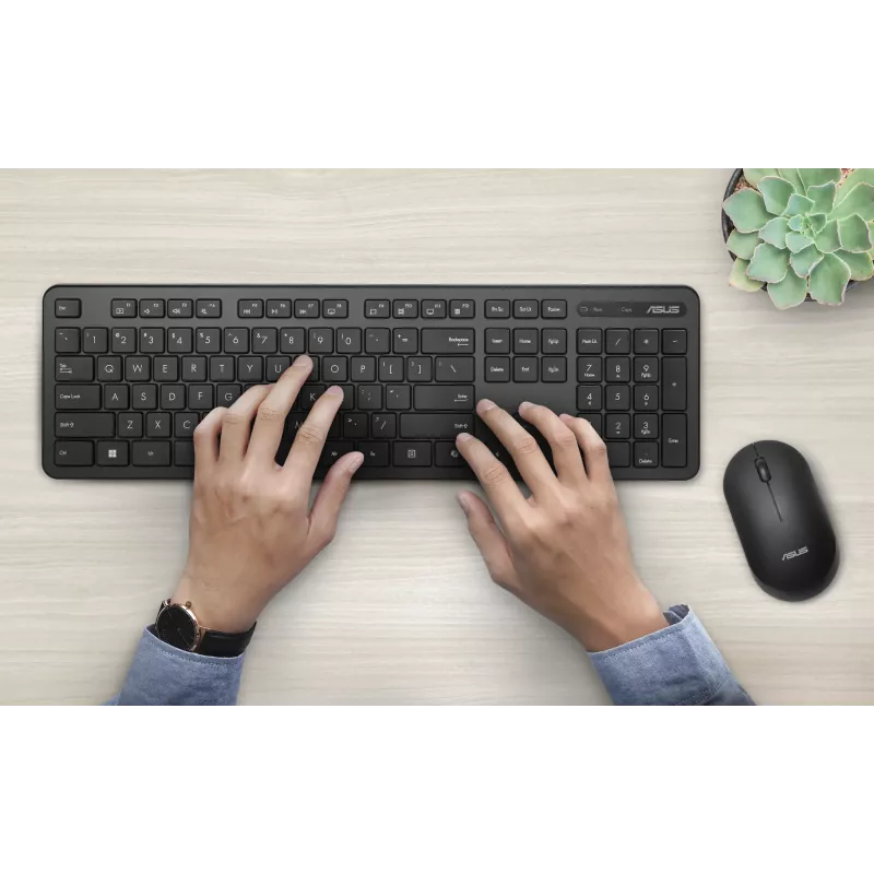 ASUS CW100 belaidė klaviatūra ir pelė, universalus RF belaidis ryšys + USB, juoda
