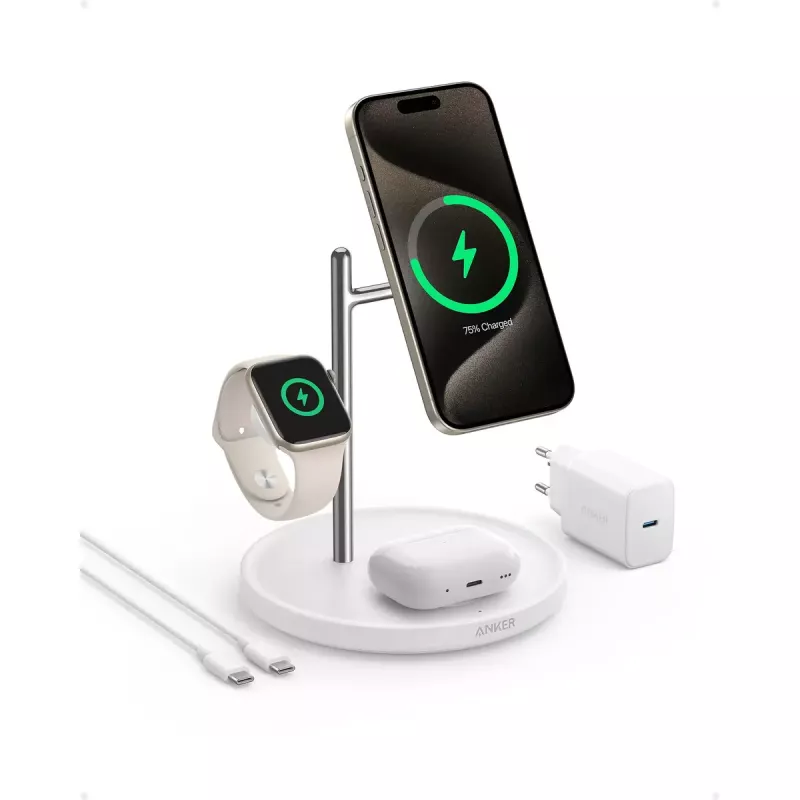 Anker MagGo Universal belaidis greitasis įkroviklis baltas USB