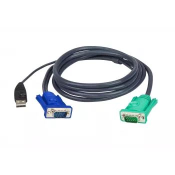 ATEN USB KVM laidas 5 m, VGA, juodas, HDB-15 + USB A, SPHD-15, vyriškas