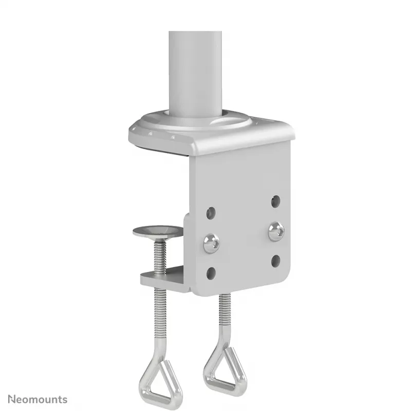 Neomounts FPMA-D935D dviejų monitorių stalo laikiklis, visiškai reguliuojamas, su spaustuvu, 14–27 colių (35,6–68,6 cm), 6 kg ekranui, VESA 75x75/100x100, sidabrinis