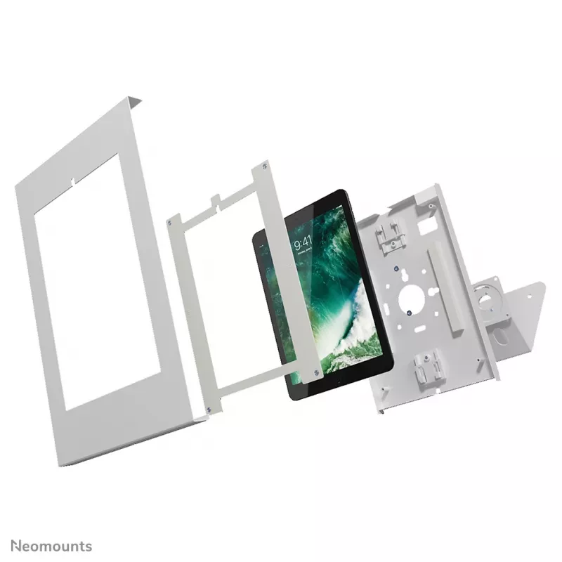 Neomounts DS15-630WH1 planšetinio kompiuterio stovas stalviršiui ir sienai 9,7-11 colių – su užraktu