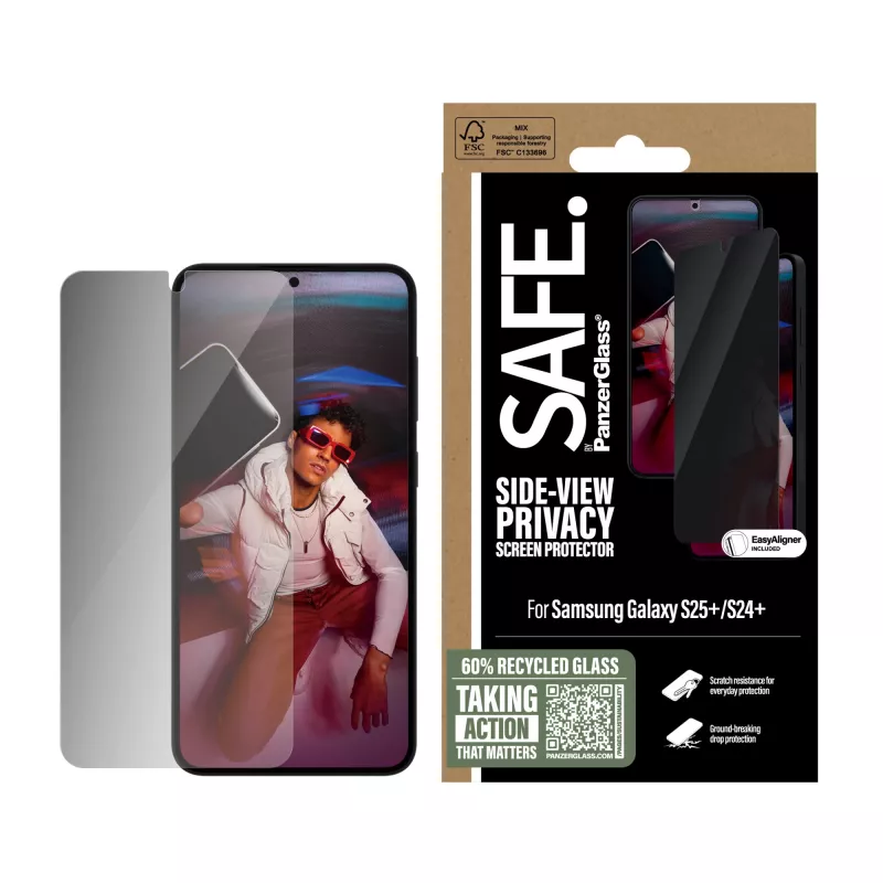 PanzerGlass SAFE. by ® privatumo ekrano apsauga Samsung Galaxy S25+ | S24+ | Ultra-Wide Fit su EasyAligner