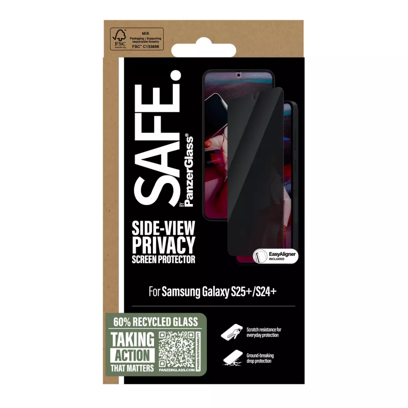 PanzerGlass SAFE. by ® privatumo ekrano apsauga Samsung Galaxy S25+ | S24+ | Ultra-Wide Fit su EasyAligner