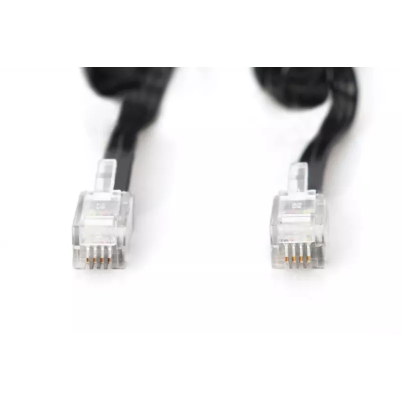 DIGITUS jungiamasis kabelis RJ10 2,00 m, CU, 4x7x0,12 mm, neekranuotas, M/M, plokščias spiralinis kabelis, juodas