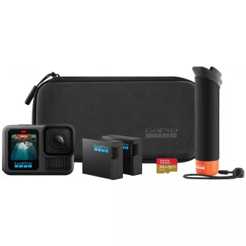 Veiksmo kamera GoPro HERO13 Black rinkinys – 5.3K Ultra HD, 27,6 MP CMOS, 240 fps, 2,27 colio LCD, 2x skaitmeninis priartinimas, stereo WAV garsas