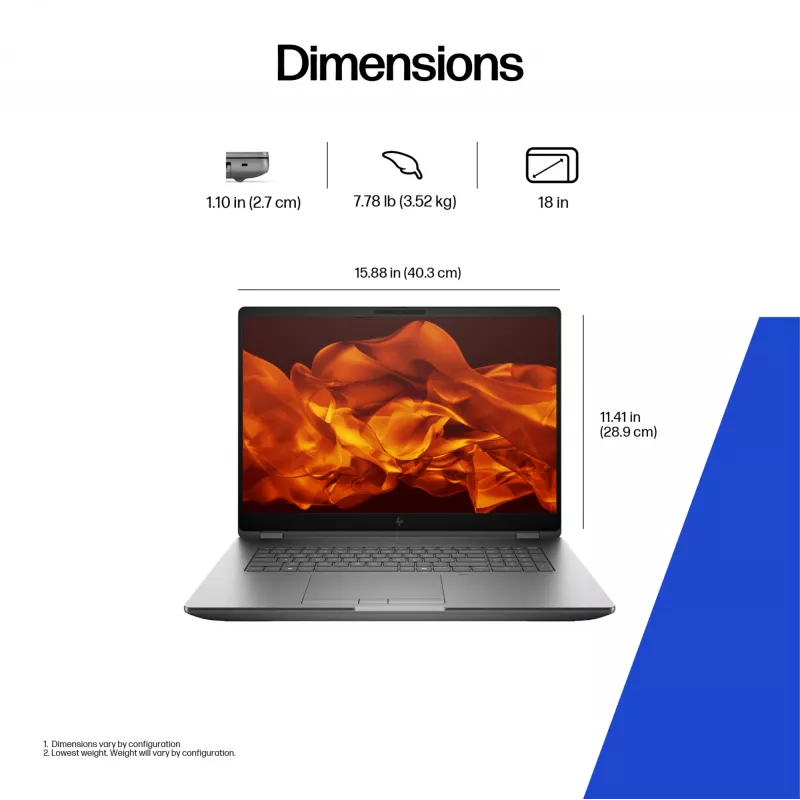 HP ZBook Fury G1i nešiojama darbo stotis su Intel Core Ultra 7, 45,7 cm (18 colių) WQXGA ekranu, 32 GB DDR5-SDRAM, Wi-Fi 7 (802.11be), Windows 11 Pro, AI kompiuteris