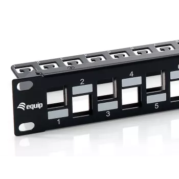 Equip 24 prievadų Cat.6A ekranuotas keystone pataisų skydelis, juodas
