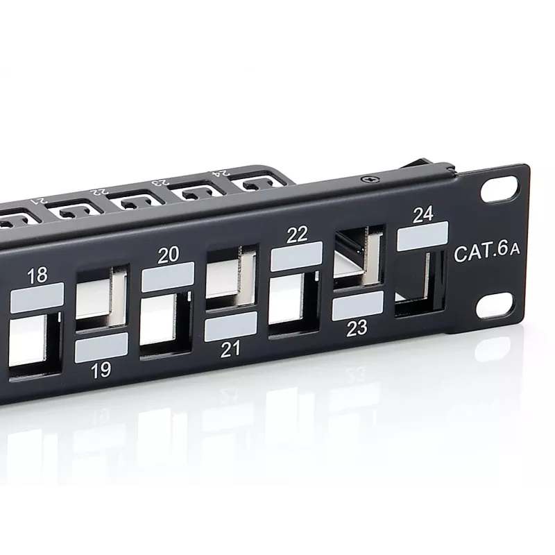 Equip 24 prievadų Cat.6A ekranuotas keystone pataisų skydelis, juodas