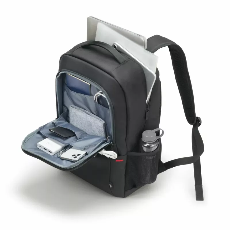 DICOTA Eco Backpack Plus Base - 13-15.6 inch nešiojamojo kompiuterio kuprinė - juoda / 300D rPET poliesteris