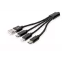 DIGITUS USB įkrovimo laidas USB A - Lightning+micro B+Type-C M/M/M/M 15 cm 3 in 1, pintas, CE, juodas