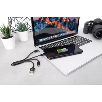 DIGITUS USB įkrovimo laidas USB A - Lightning+micro B+Type-C M/M/M/M 15 cm 3 in 1, pintas, CE, juodas