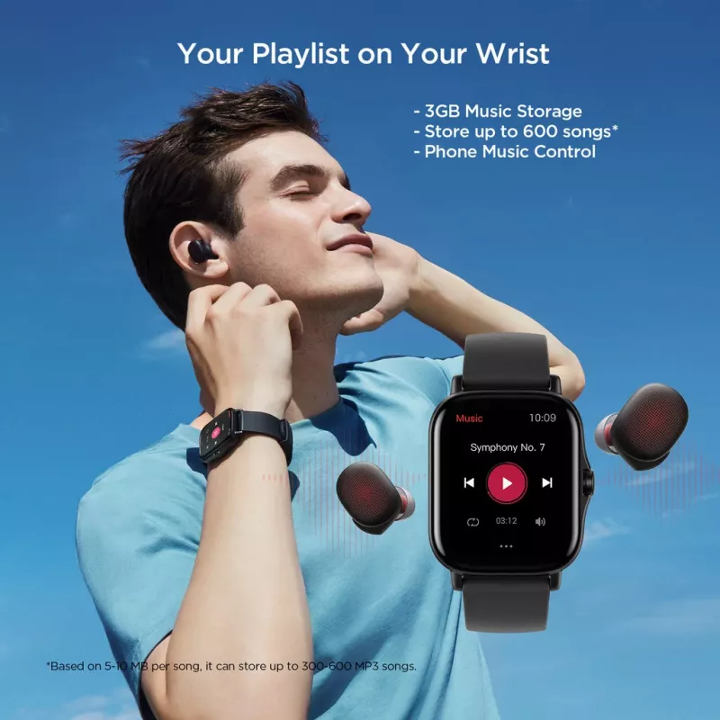 Amazfit GTS 2 4.19 cm (1.65 colio) AMOLED 43 mm Skaitmeninis 348 x 442 pikseliai Liečiamas ekranas Juodas Wi-Fi GPS
