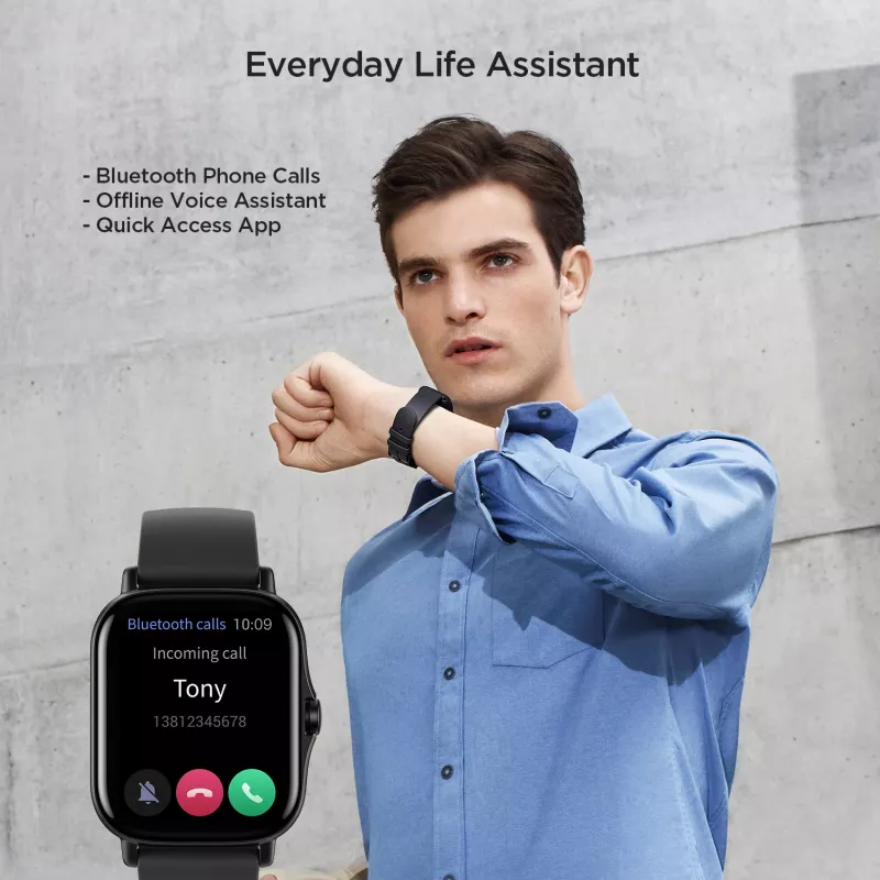 Amazfit GTS 2 4.19 cm (1.65 colio) AMOLED 43 mm Skaitmeninis 348 x 442 pikseliai Liečiamas ekranas Juodas Wi-Fi GPS