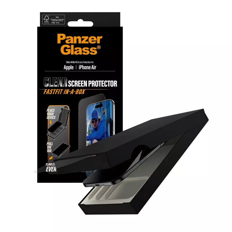 PanzerGlass ® Screen Protector iPhone Air | Ultra-Wide Fit su FASTFIT IN-A-BOX