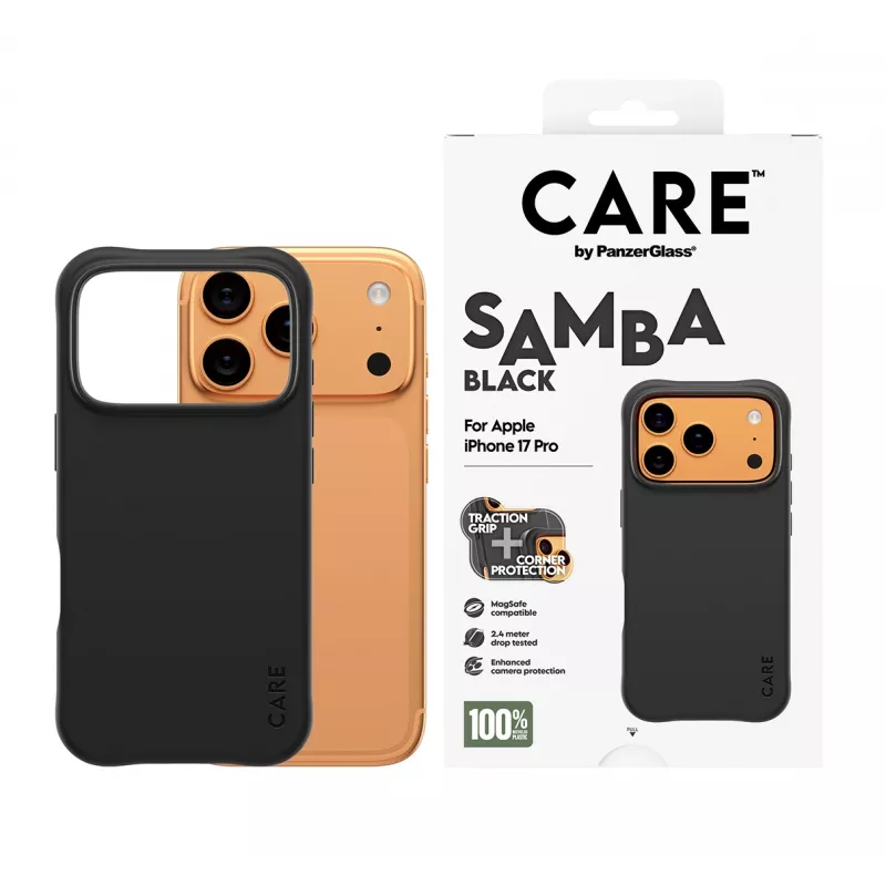 Dėklas PanzerGlass CARE Fashionable Case Samba Black su MagSafe, iPhone 17 Pro