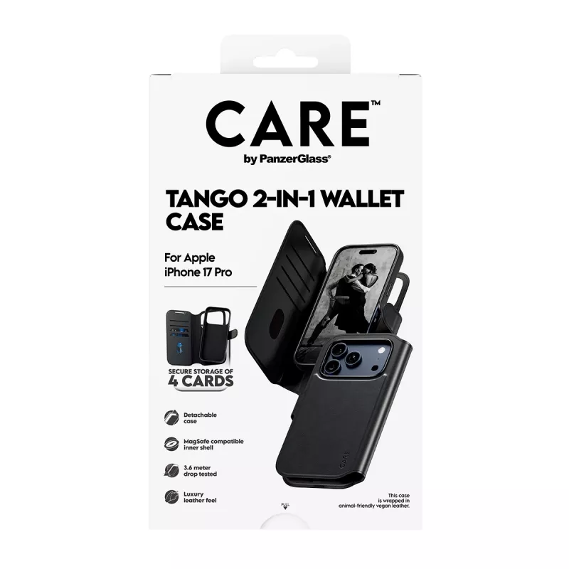 PanzerGlass CARE™ by ® Tango 2-in-1 Wallet Case su MagSafe, skirtas iPhone 17 Pro